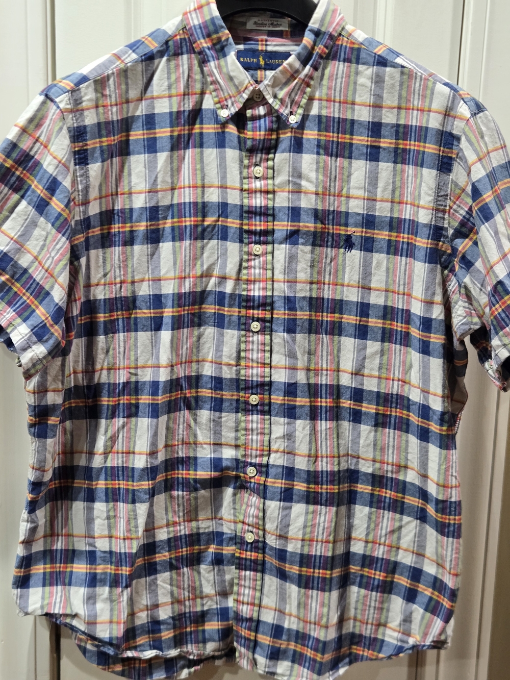 Ralph Lauren Athentic Bleeding Madras Multicolor Plaid Short-Sleeve Button-Down